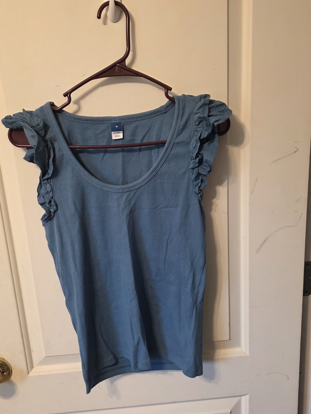 Old Navy Light Blue Ruffle Sleeve Tank Top